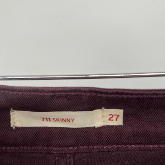 Levi's 711 Skinny Jeans Deep Plum Purple Maroon Midrise Stretch Denim - Picture 7 of 9
